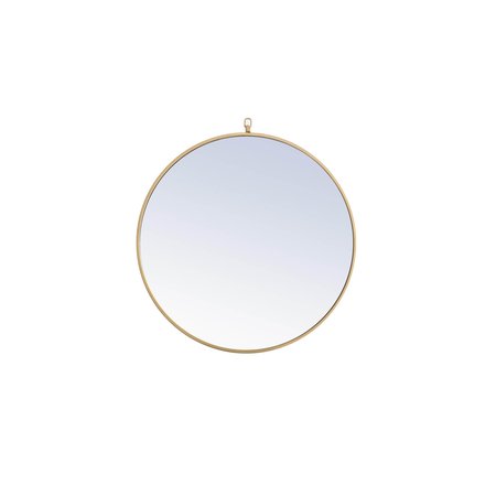 ELEGANT DECOR Metal Frame Round Mirror With Decorative Hook 28 Inch Brass Finish MR4055BR